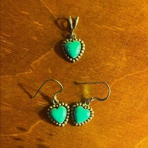 Silver and Turquoise Heart Jewelry Set